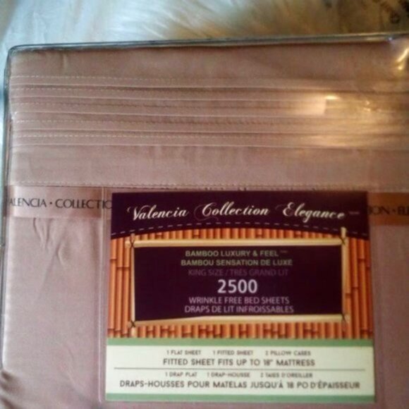 New Valencia Elegance Collection Bamboo Luxury & Feel Brown King Size Sheet - Picture 1 of 6